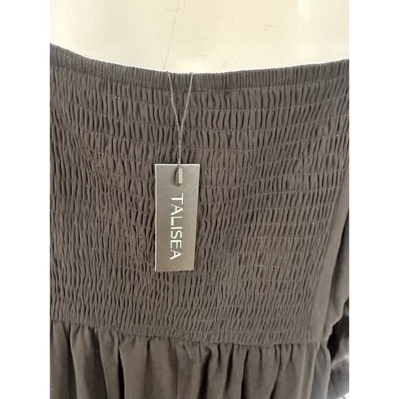 Black Cotton Long Sleeve Babydoll Midi Dress Sz 22W - Picture 3 of 6